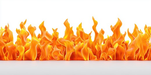 黄色火焰白背景下燃烧的红色火苗3D生活图