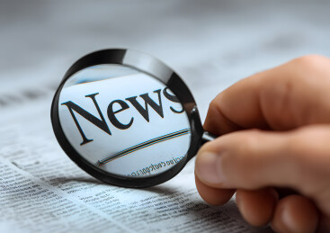 用放大镜看报纸