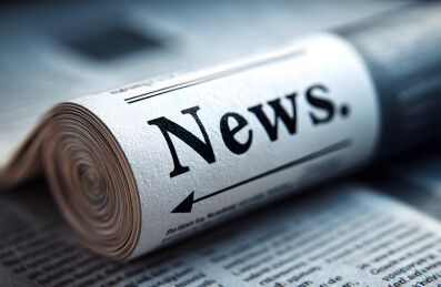 一卷报纸上写着News