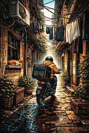 城中村巷道电瓶车穿梭