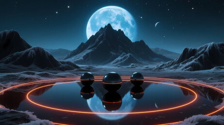 蓝色满月与橙环奇景