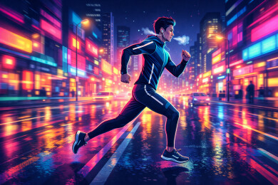 夜跑城市街景动感