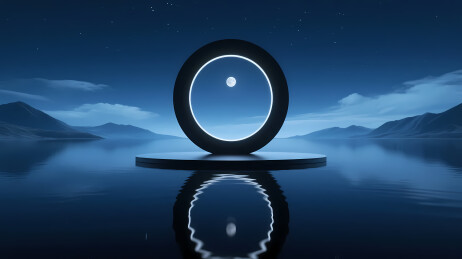 深蓝夜空中的黑环白点