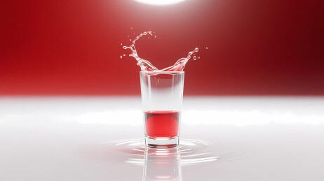 红色液体飞溅玻璃杯