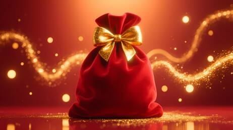 红色礼袋配金蝶结