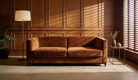 焦糖丝绒现代轻奢客厅的光影美学