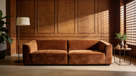 焦糖丝绒现代轻奢客厅的光影美学