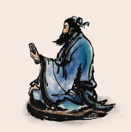 百家争鸣春秋孔子教育家讲学文化水墨人物