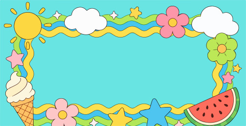 夏天阳光主题边框插图