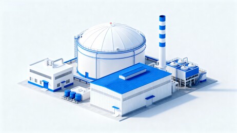 蓝白工业厂区建筑模型展示