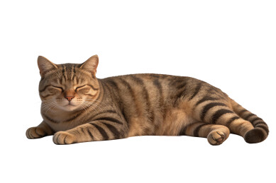 一只放松的虎斑猫休息场景