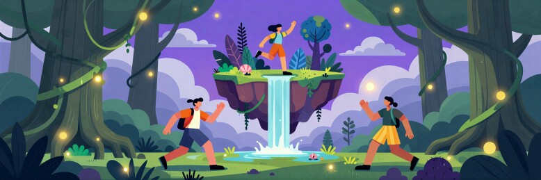 奇幻森林中的空中岛屿