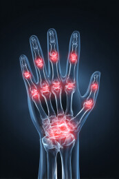 人体手部骨骼X光结构示意图