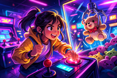 抓娃娃成功的兴奋瞬间