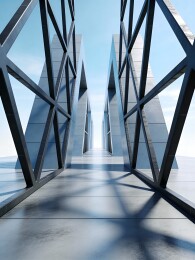 现代建筑廊道光影效果