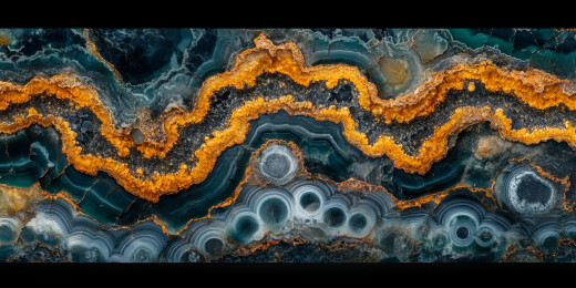 橙色纹路的蓝绿色玛瑙切面