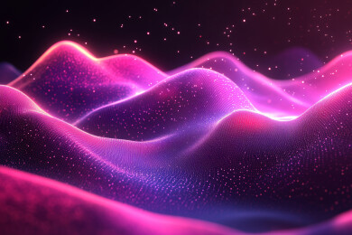 紫色光点组成的波浪形地形