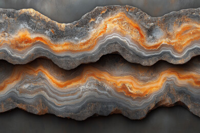 橙灰相间的条纹玛瑙切片