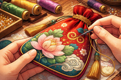 端午香囊手作特写