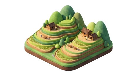 梯田农耕场景微缩模型展示