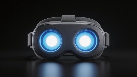 黑色虚拟现实头戴设备正面特写展示