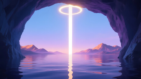 洞穴光柱蓝紫秘境