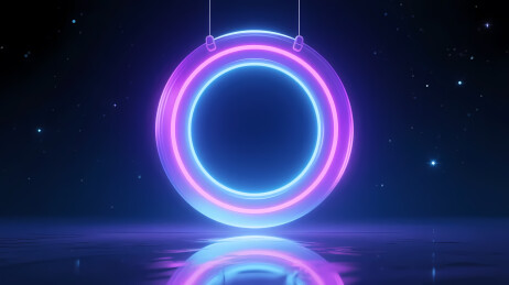 霓虹圆框星空背景