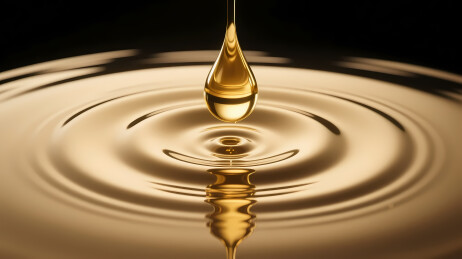 金黄液滴涟漪黑背景