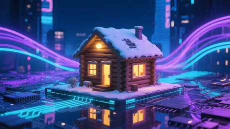 雪夜小屋梦幻天际
