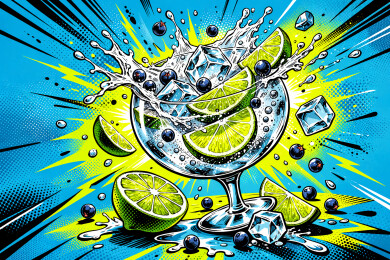 飞溅的金汤力与青柠