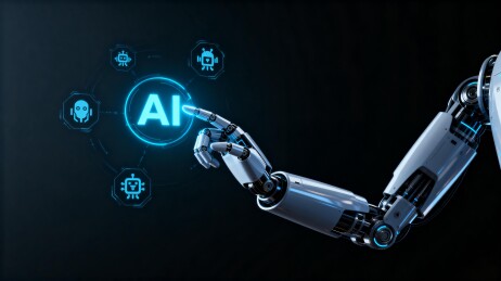 机械臂触碰AI科技图标