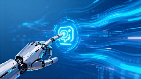 机械手触碰未来科技界面