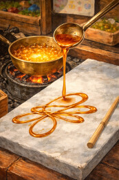 铜锅熬糖画花纹