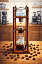 像素冰滴壶与咖啡豆