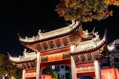 中国江苏苏州盘门景区夜景
