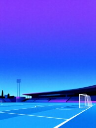 未来感蓝色足球场夜景