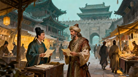 古代市集交易场景
