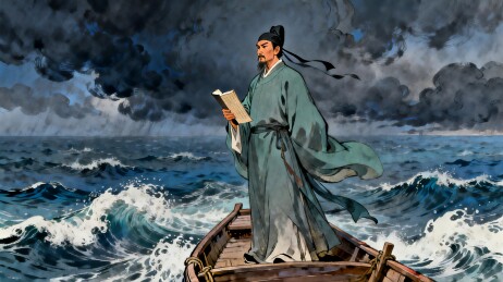 古代文人乘舟观海