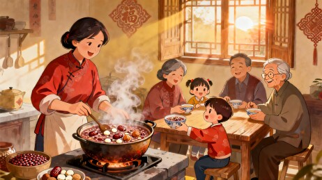温馨家庭共进晚餐其乐融融