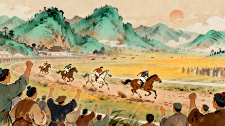 古代赛马场景画
