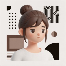卡通女孩烦恼表情