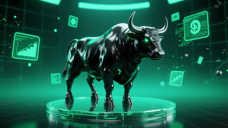 未来感黑牛立于光环