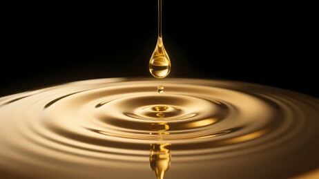 金色液滴溅落黑背景