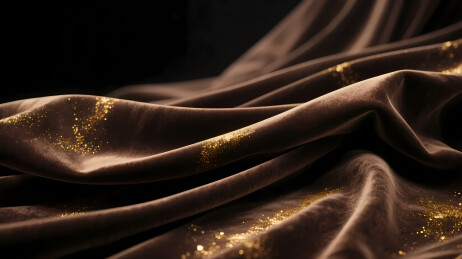 深棕丝绸缀金光