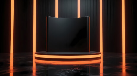 黑方体橙光圆台