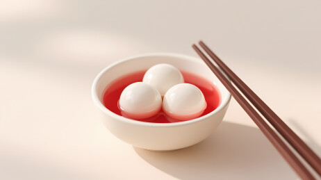 红汤圆配木筷