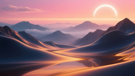 日出山巅金色光环