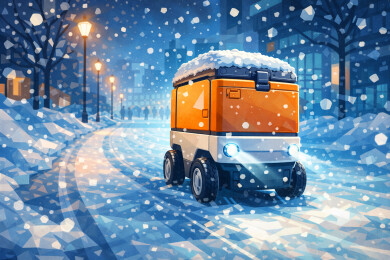 暴雪天气送餐机器人