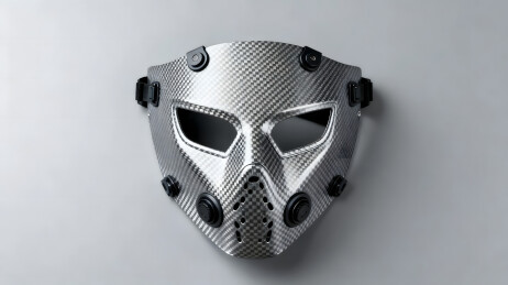 碳纤维战术面罩，灰白格纹，黑色扣件