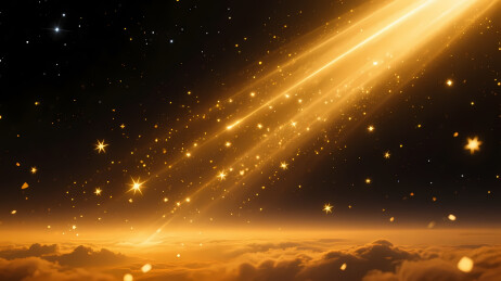 金色流星划过星空